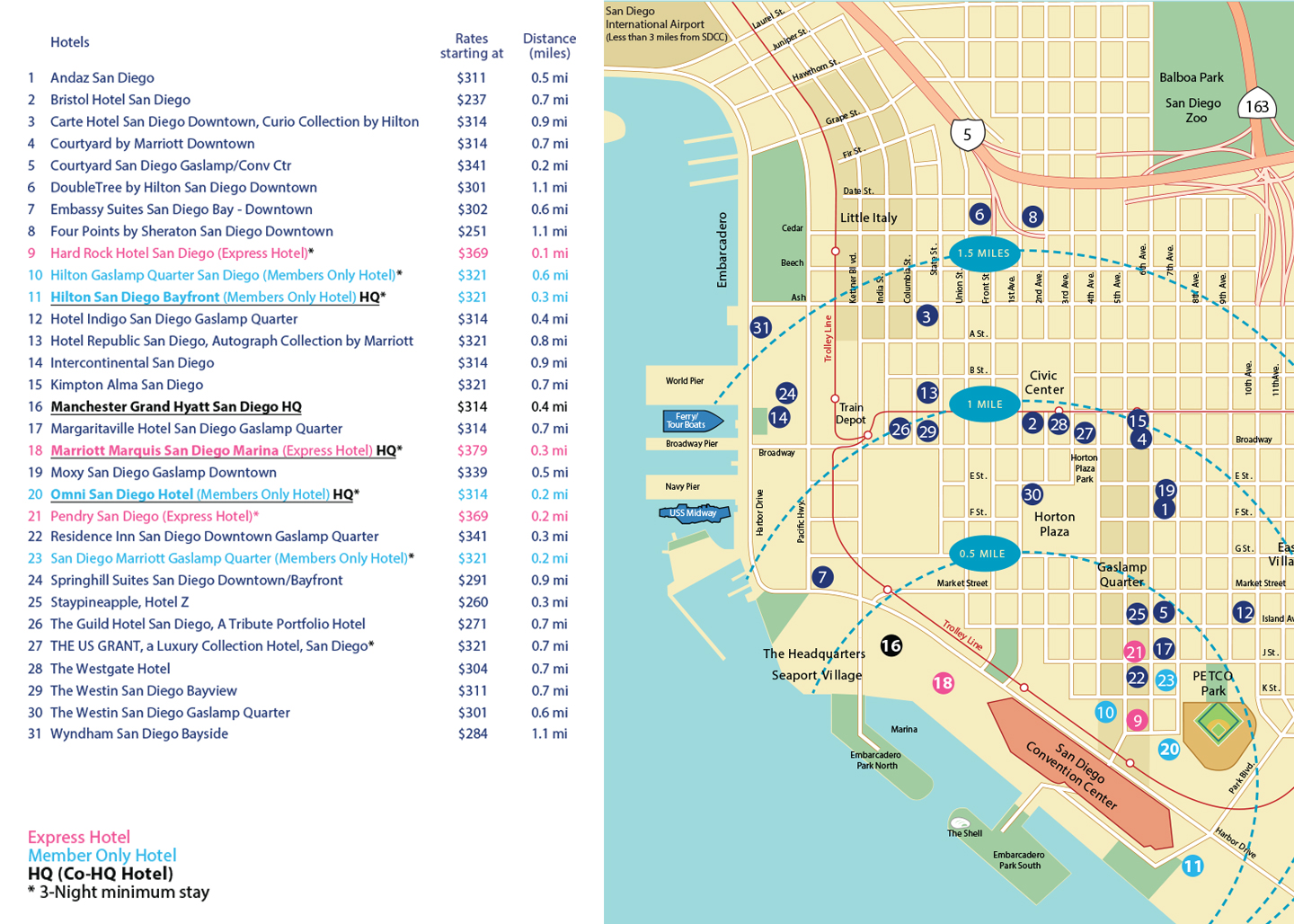 San Diego hotel map